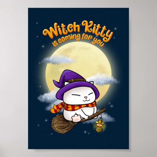 Halloween Cat Witch Kat Poster (Voorkant)