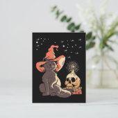 Halloween Cat Witchy Skull Briefkaart (Staand voorkant)