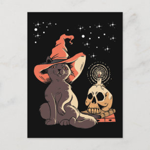  Halloween Cat Witchy Skull Briefkaart