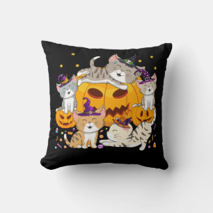 Halloween Cats Anime Cat Kawaii Neko Pumpkin Kussen