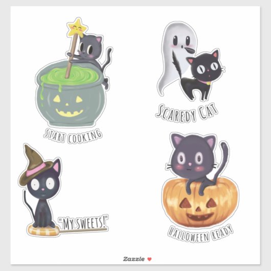 Halloween Cats custom cut vinyl stickers (Vel)