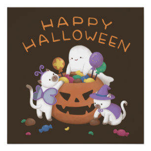 Halloween: Cats & Ghost Perfect Poster