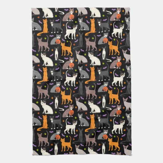 Halloween Cats Kitchen Towel Theedoek (Verticaal)