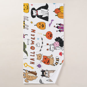 Halloween Cats lijnpatroon Badhanddoek