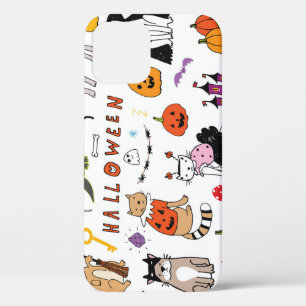 Halloween Cats lijnpatroon iPhone 12 Hoesje