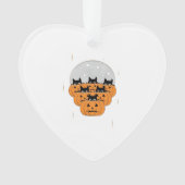 Halloween Cats Pumpkins Black Background Illus Ornament (voorkant)