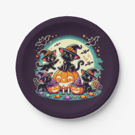 Halloween Cats T-shirt Papieren Bordje