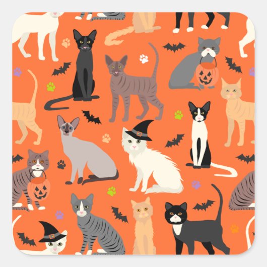 Halloween Cats Vierkante Sticker (Voorkant)