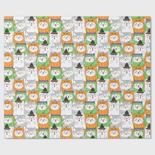 Halloween Cats Wrapping Paper Cadeaupapier (Vlak)