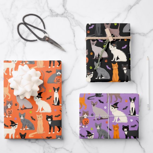 Halloween Cats Wrapping Paper Sheets (Voorkant)
