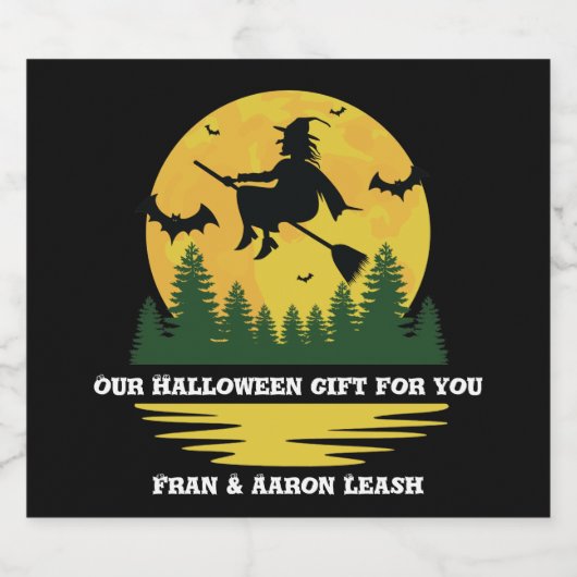 Halloween Cauch Witch Crossing Broomstick Bier Etiket (Enkel label)