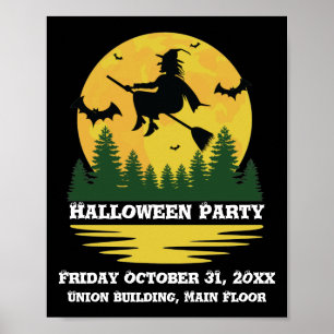 Halloween Cauch Witch Crossing Broomstick Poster