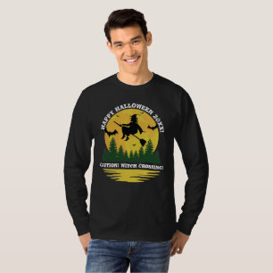 Halloween Cauch Witch Crossing Broomstick T-shirt
