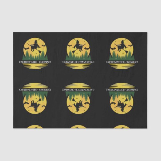 Halloween Cauch Witch Crossing Broomstick Tissuepapier (Voorkant)