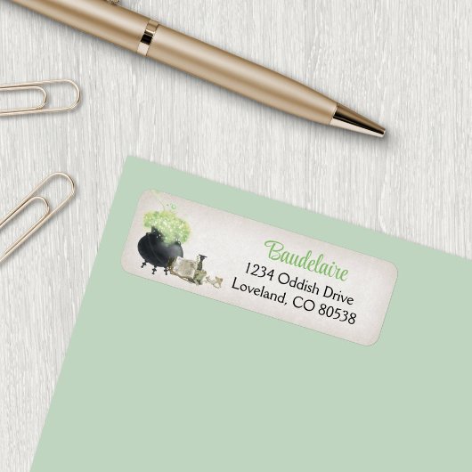 Halloween Cauldron Retouradres Etiket