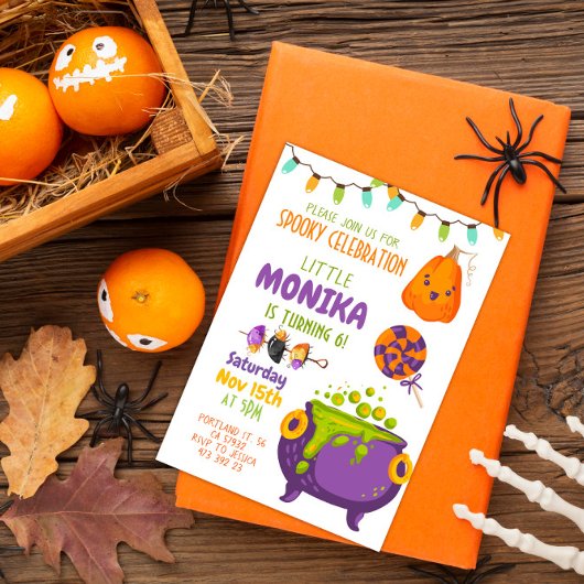 Halloween Cauldron Witch Anniversaire Invitation
