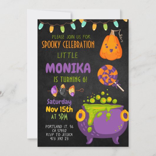 Halloween Cauldron Witch Anniversaire Invitation (Devant)