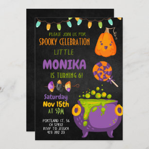 Halloween Cauldron Witch Anniversaire Invitation