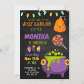 Halloween Cauldron Witch Birthday Uitnodiging (Voorkant)