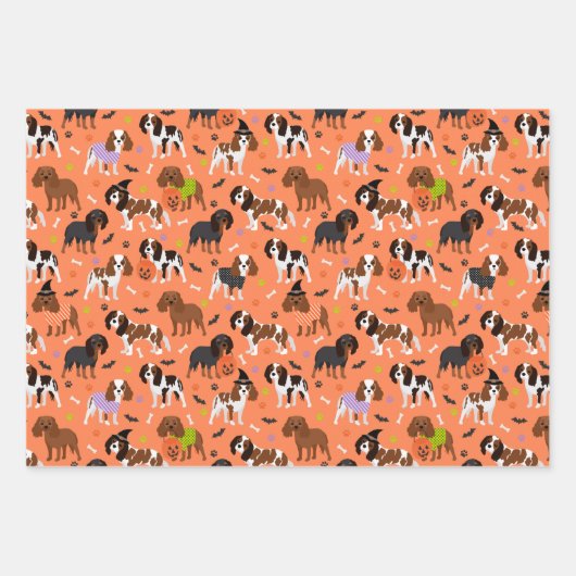 Halloween Cavalier King Charles Spaniel Inpakpapier Vel (Voorkant)