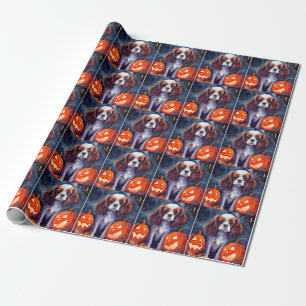 Halloween Cavalier King Charles Spaniel Pompoenen Cadeaupapier