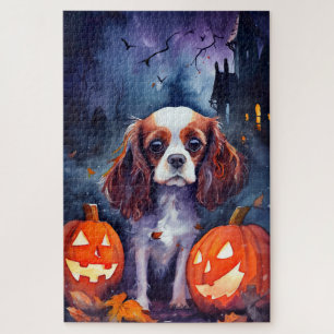 Halloween Cavalier King Charles Spaniel Pompoenen Legpuzzel