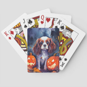 Halloween Cavalier King Charles Spaniel Pompoenen Pokerkaarten