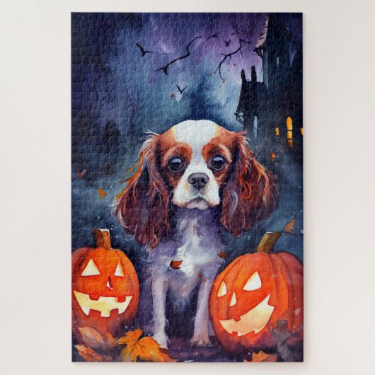 Halloween Cavalier King Charles Spaniel Pumpkins Legpuzzel (Verticaal)