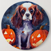 Halloween Cavalier King Charles Spaniel Pumpkins Ronde Button 6,0 Cm (Voorkant)