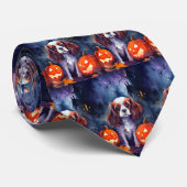 Halloween Cavalier King Charles Spaniel Pumpkins Stropdas (Opgerold)