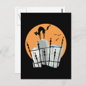 Halloween Cemetery Cat Briefkaart (Voorkant / Achterkant)