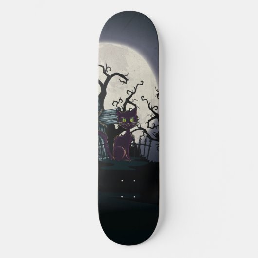  Halloween Cemetery Cat Skateboard (Voorkant)