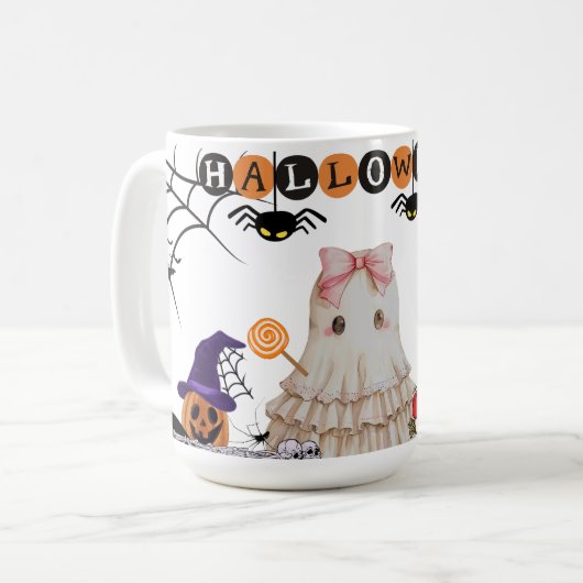 Halloween Ceramic Mug, Halloween Ghost Mug (Devant gauche)