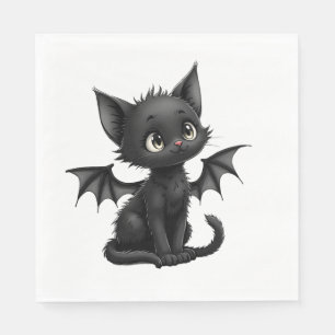 Halloween Chagrijnig Zwart Kittens in Vleermuis Ko Servet