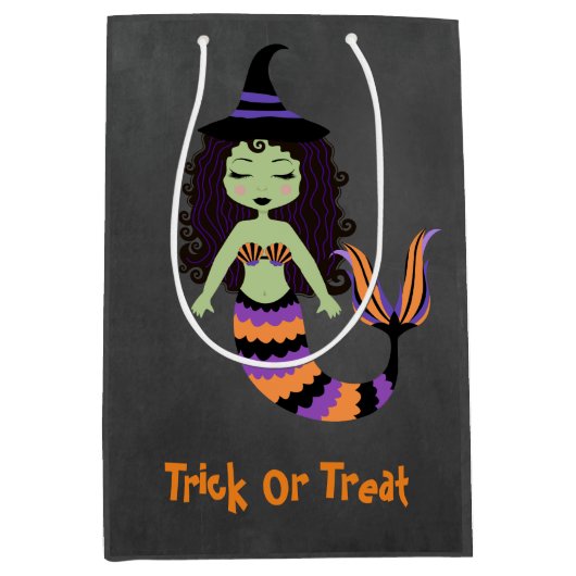 Halloween Chalkboard Mermaid sorcière sac cadeau e (Devant)