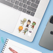 Halloween Characters Sticker (Laptop met iPhone)