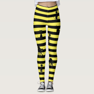 Halloween Chat noir & Bandes Leggings Jaune