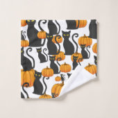 Halloween Chat noir Citrouille amusant (Gant de toilette)