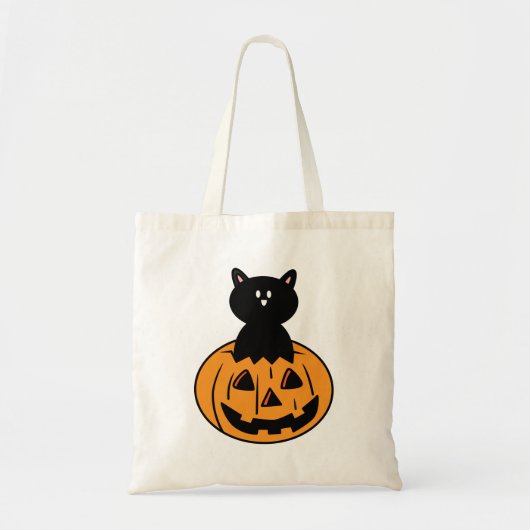 Halloween Chat Noir Tricoter Ou Traiter Sac Hallow (Devant)