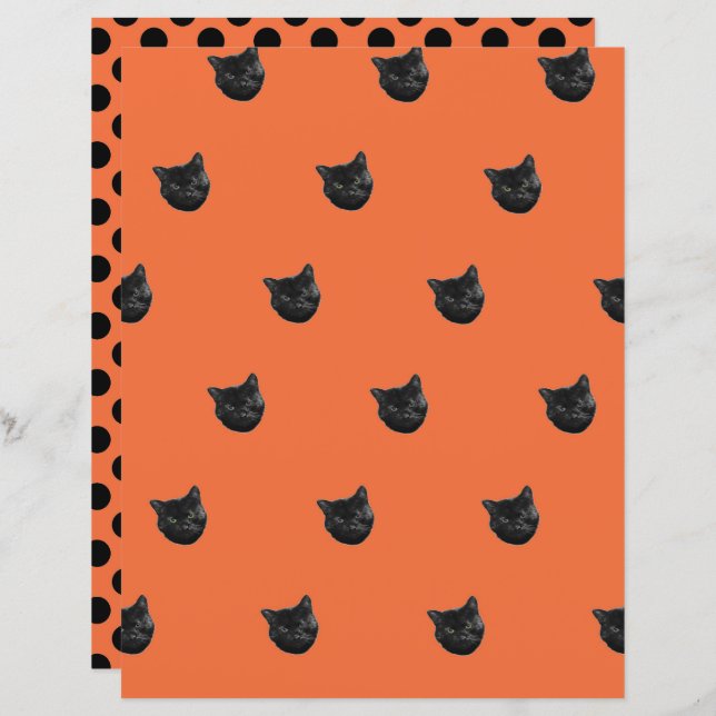Halloween chats oranges et pots papier à gratter (Devant / Derrière)