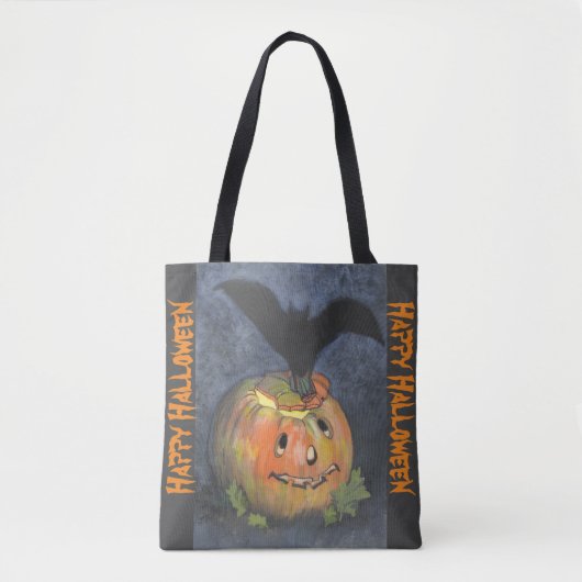 Halloween chauve-souris et Citrouille Sac fourre-t (Devant)