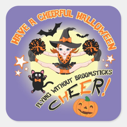 Halloween Cheerleader, Cheer Vierkante Sticker (Voorkant)