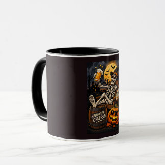 Halloween Cheers! Mok, Ontspannen Skelet met Bier Mok