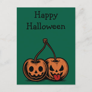 Halloween Cherry Jack-o-Lanterns Feestdagenkaart