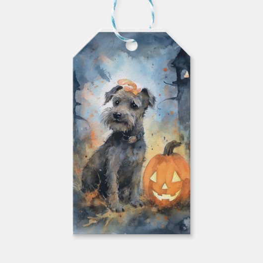 Halloween Chesapeake Bay Terrier met pompoenen Cadeaulabel (Voorkant)