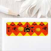 Halloween Chevron Haunted House Black Cat Pattern Etiket (Insitu)