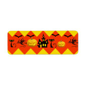 Halloween Chevron Haunted House Black Cat Pattern Etiket (Voorkant)