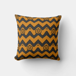 Halloween Chevron Patroon met geesten en pompoenen Kussen