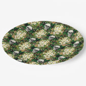 Halloween Chic Bloemenschedel Argylepatroon Papieren Bordje (Gekanteld)