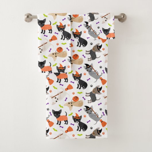 Halloween Chihuahua Bath Towel Set Bad Handdoek (Insitu)